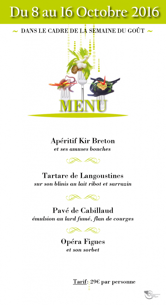 Menu Semaine du Gout 2016 Menu Semaine du Gout 2016